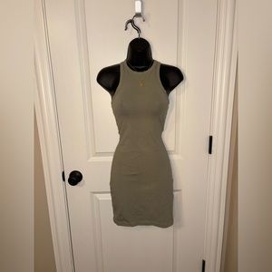 H&M Fitted Neck High Green Dress. Size XS